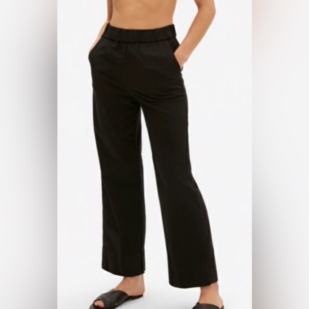 Everlane Wide Leg The Easy Pull On Black Organic Cotton Pants Sz 12 EUC - Picture 7 of 15